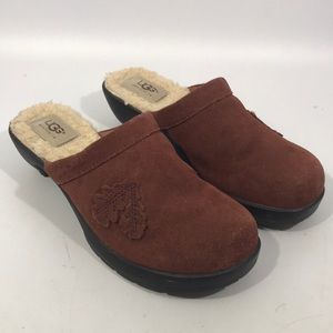 UGG Brown Suede Mules with Black Sole